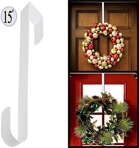 קולב דלת הזר של אנאפוליז 15 אינץ '| וו זר לבן | מעל הקולב של דלת דלת | קולב דלת הכניסה לקישוטים לחג | קולב מתכת